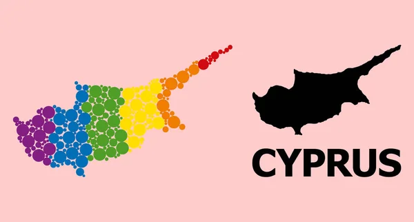 Regnbågsmönster Karta över Cypern Island för hbt — Stock vektor
