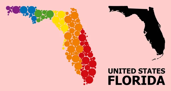 Rainbow Collage Kaart van Florida State voor LGBT — Stockvector