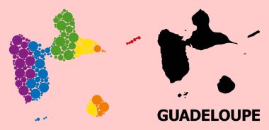 LGBT için Gökkuşağı Desenli Guadeloupe Haritası