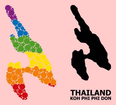 LGBT için Koh Phi Don Gökkuşağı Kolajı Haritası