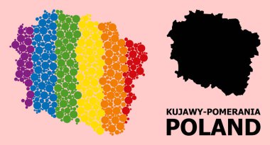 LGBT için Gökkuşağı Mozaik Kujawy-Pomerania Bölgesi Haritası