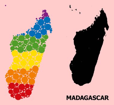 LGBT için Madagaskar Adasının Gökkuşağı Mozaik Haritası