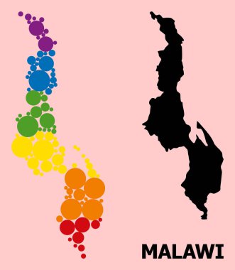 LGBT için Gökkuşağı Mozaik Malawi Haritası