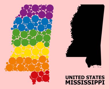 LGBT için Mississippi Eyaleti Gökkuşağı Kolaj Haritası