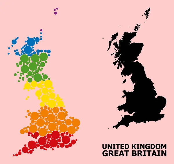Rainbow Collage Mapa de Gran Bretaña para LGBT — Vector de stock