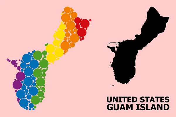 Rainbow Collage Mapa de Guam Island para LGBT — Vector de stock