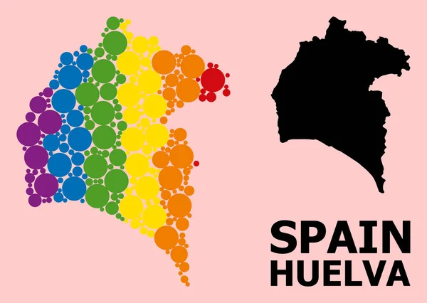 Spectrum Collage mapa da província de Huelva para LGBT — Vetor de Stock