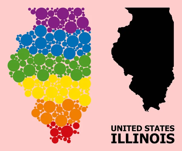 Spectrum Collage Mappa dello Stato dell'Illinois per LGBT — Vettoriale Stock
