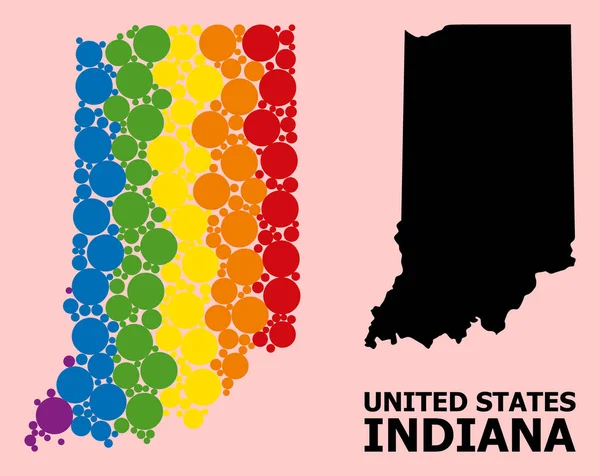 Rainbow Pattern Map of Indiana State for LGBT — Stock Vector