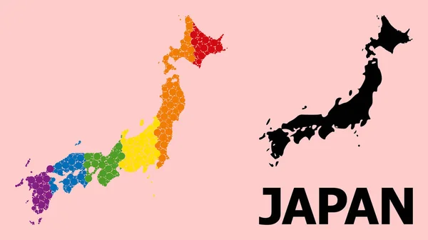 Rainbow Mosaic Mapa de Japón para LGBT — Vector de stock