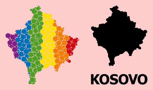 LGBT 를 위한 코소보의 스펙트럼 콜라주 지도 — 스톡 벡터