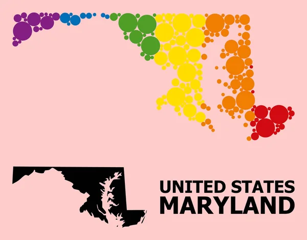 LGBT için Maryland Eyaleti Gökkuşağı Mozaik Haritası — Stok Vektör
