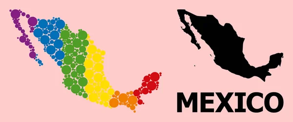 Duhová koláž Mapa Mexika pro LGBT — Stockový vektor