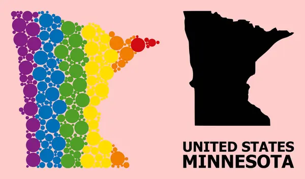 Spectrum Collage Mappa di Minnesota State per LGBT — Vettoriale Stock