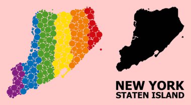 Rainbow Pattern Map of Staten Island for LGBT clipart