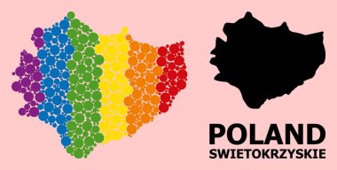 LGBT için Gökkuşağı Kolajı Swietokrzyskie Eyaleti Haritası