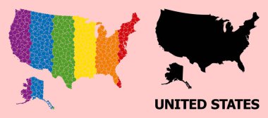 LGBT için ABD ve Alaska Gökkuşağı Mozaik Haritası