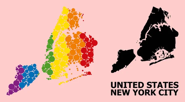 Rainbow Mosaic Map of New York City for LGBT — стоковий вектор