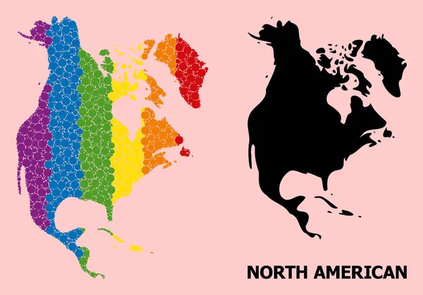 Rainbow Pattern Map of North America for LGBT — стоковий вектор