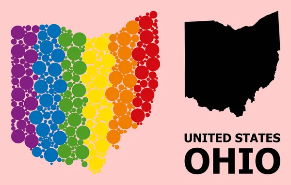 Rainbow Pattern Map of Ohio State for LGBT — Stock Vector