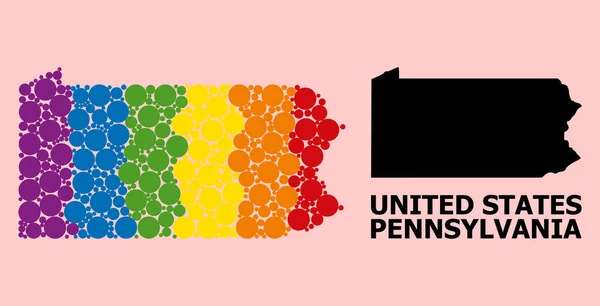 Spectrum Mosaic Map of Pennsylvania State for LGBT — стоковий вектор