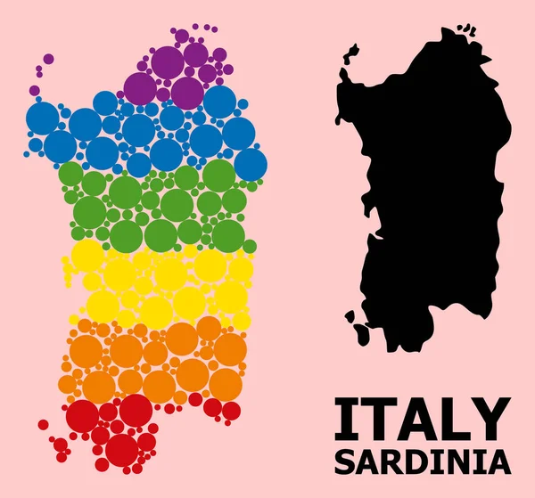 Spectrum Mozaïekkaart van Sardinië voor LGBT — Stockvector