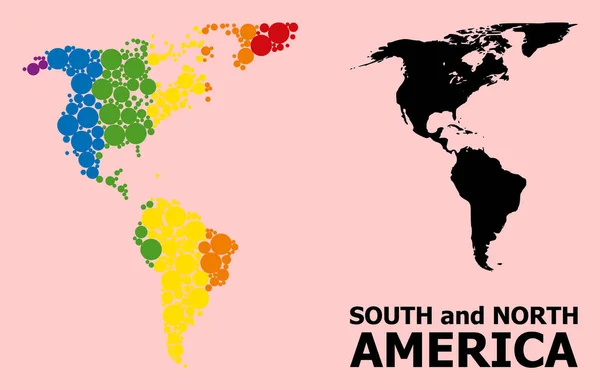 LGBTのための南アメリカと北アメリカの虹モザイクマップ — ストックベクタ
