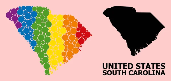 Spectrum Collage Map of South Carolina State for LGBT — стоковий вектор