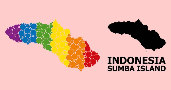 Mapa kolażu widma wyspy Sumba dla LGBT — Wektor stockowy