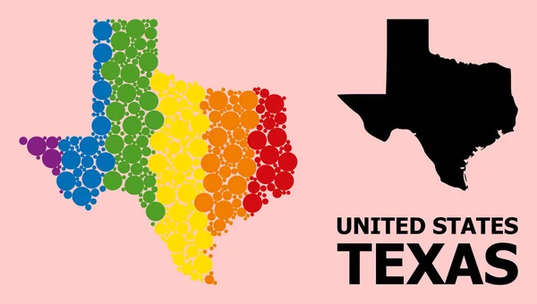 Spectrum Mosaic Map of Texas State for LGBT — Stock Vector