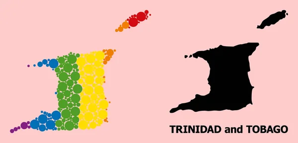 LGBT için Gökkuşağı Kalıbı Trinidad ve Tobago Haritası — Stok Vektör