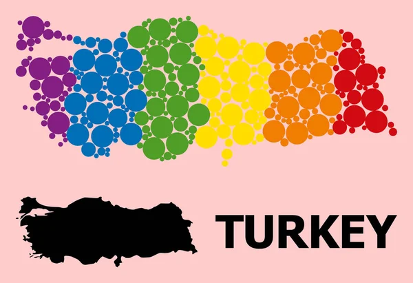 Regnbågsmosaikkarta över Turkiet för hbt — Stock vektor
