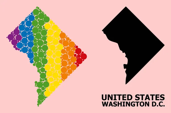 Spectrum Collage Map of Washington DC for LGBT — Stock Vector