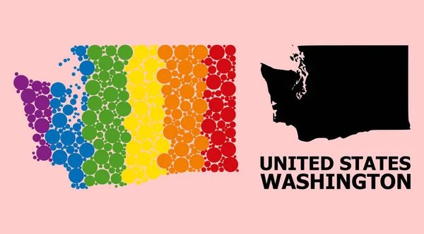 Rainbow Pattern Map of Washington State for LGBT — стоковий вектор