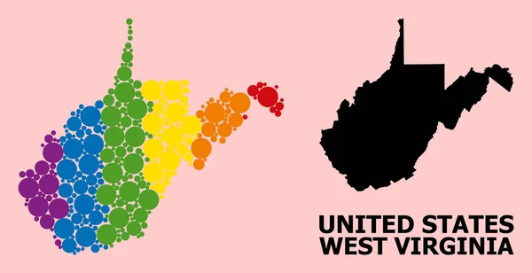 Rainbow Pattern Map of West Virginia State for LGBT — стоковий вектор