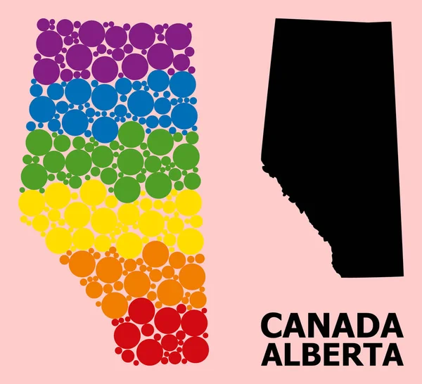 Rainbow Collage Map of Alberta Province for LGBT — Stock Vector