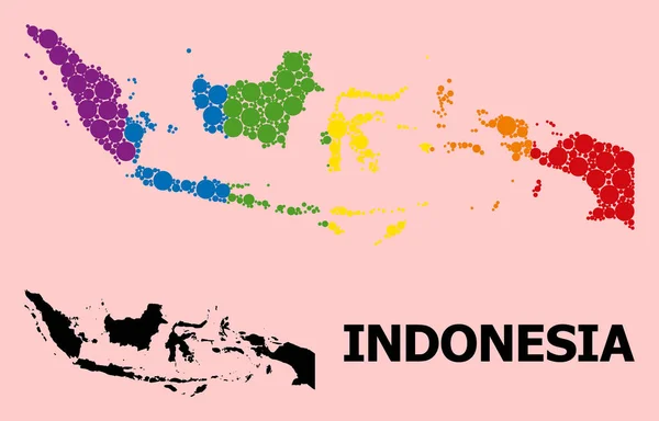 Spektrum-Mosaik-Karte von Indonesien für LGBT — Stockvektor