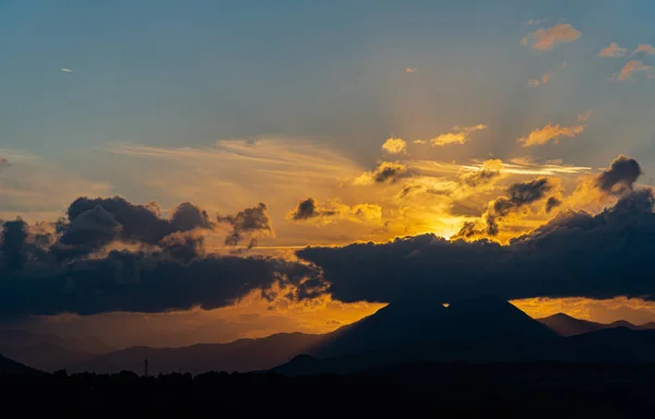 Molise Mainarde Sonnenuntergang Das Festland Erstreckt Sich Entlang Der Grenze — Stockfoto