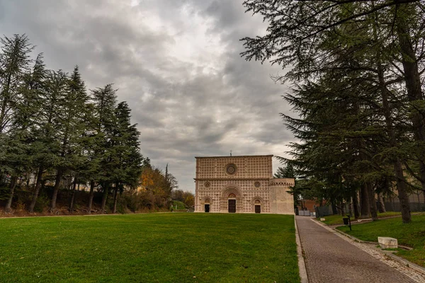 Aquila Abruzzo Βασιλική Της Santa Maria Colemaggio Θρησκευτικό Σύμβολο Της — Φωτογραφία Αρχείου