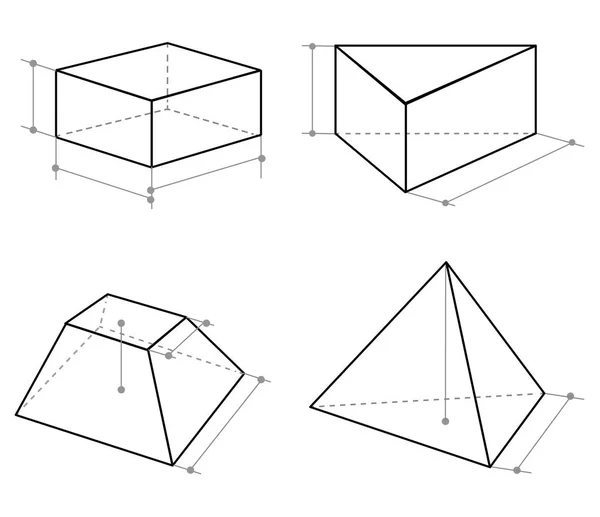 Set di forme geometriche volumetriche contorno — Vettoriale Stock