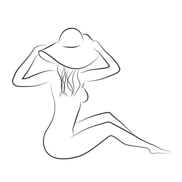 Contour noir de demi-assis belle femme — Image vectorielle