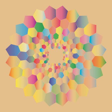 Hexa ile Noktalı Halftone Vektör Spiral Renk Deseni veya Doku
