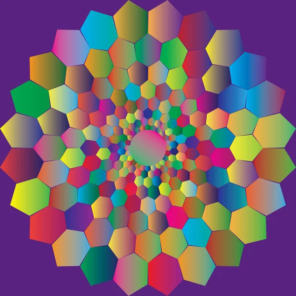 Patrón de color espiral vectorial semitono punteado o textura con hexa — Vector de stock