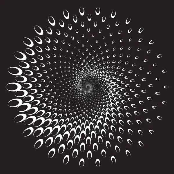 Точечный полутоновый векторный спиральный рисунок или текстура с эллипсами — стоковый вектор