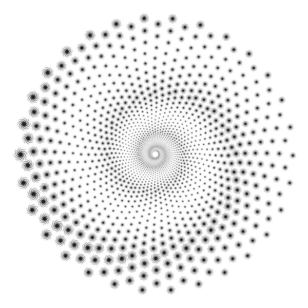 Точечный полутоновый векторный спиральный узор или текстура со спиралями — стоковый вектор
