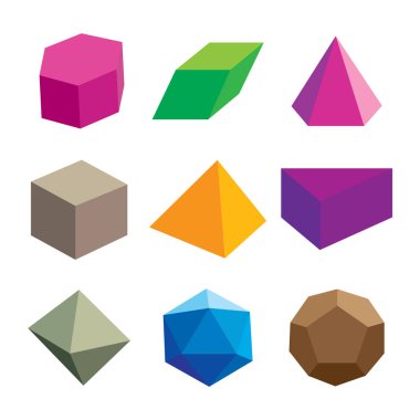 Hacimsel geometrik renkli şekiller kümesi