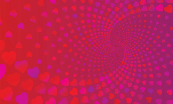 Día de San Valentín espiral fondo con corazones — Vector de stock