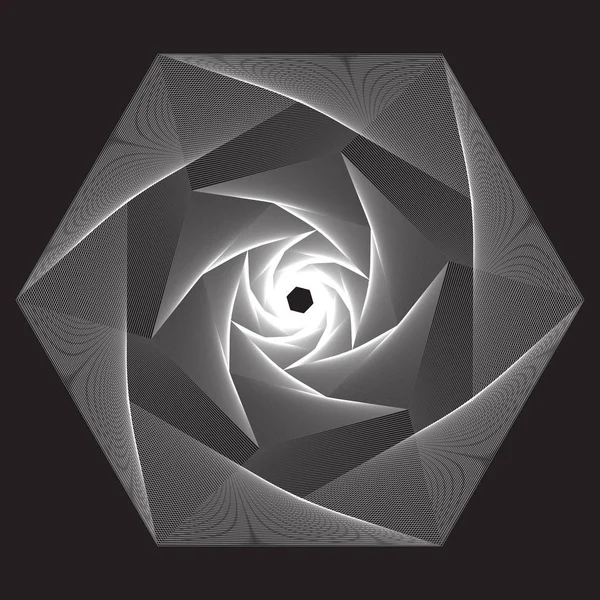 Résumé linéaire noir et blanc fond spirale — Image vectorielle