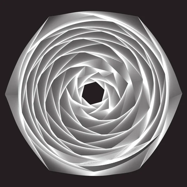 Роуз. Абстрактний лінійний чорно-білий спіральний фон — стоковий вектор