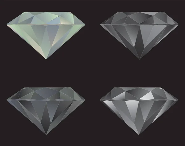 Brillant jeu de diamant sur fond blanc et noir — Image vectorielle